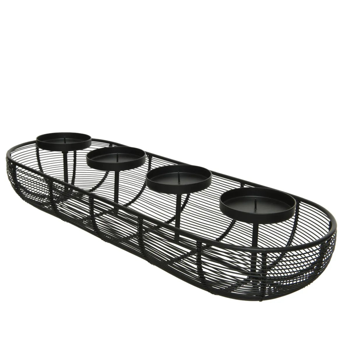 Adventskerzenhalter schwarz Metall oval