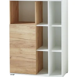Aktenschrank Lionel mit offenen Fächern und Push-to-open Technik 85 x 120 x 40 cm weiß/Navarra-Eiche-Nachbildung