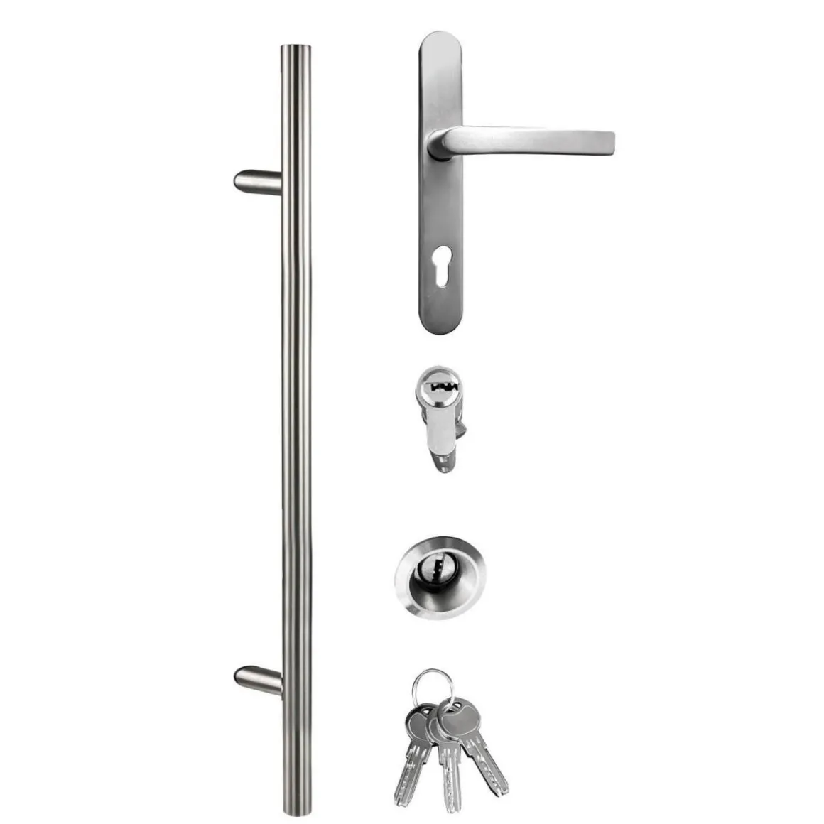 Aluminium Sicherheits-Haustür Ferrara Superior 60 mm weiß 110 x 210 cm Anschlag rechts inkl Griffset
