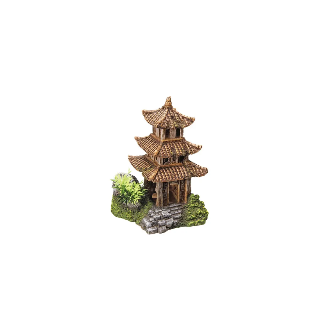 Aqua Ornaments Asiatischer Tempel mit Pflanzen 10 x 9 x 14,5 cm