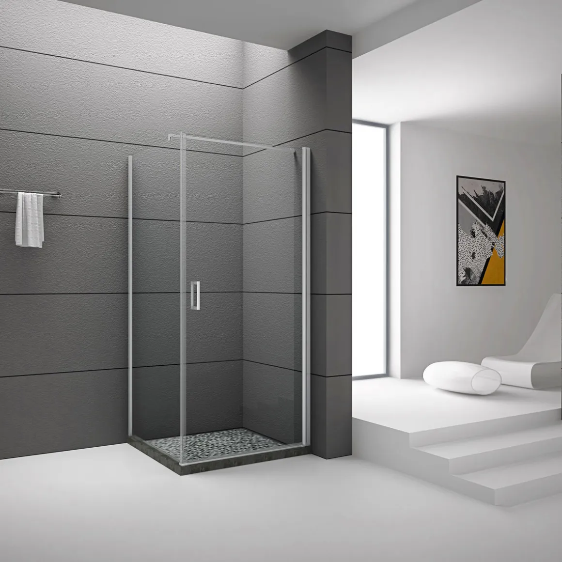 Aurlane Glasdusche Silver Square 90 x 200 x 90 cm