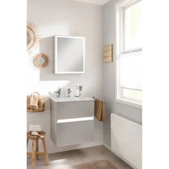 BADMOBIL Glaswaschtisch 60 x 15 x 43 cm ohne Überlauf weiß