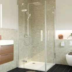Breuer Eckeinstieg Avanta Drehtür 4-teilig alu chromeffekt Klarglas 800/900 mm
