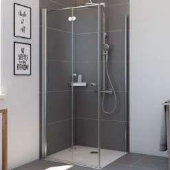 Breuer Seitenwand Elana Komfort Drehfalttür 2-teilig Anschlag rechts alu silber matt Klarglas 1000 mm
