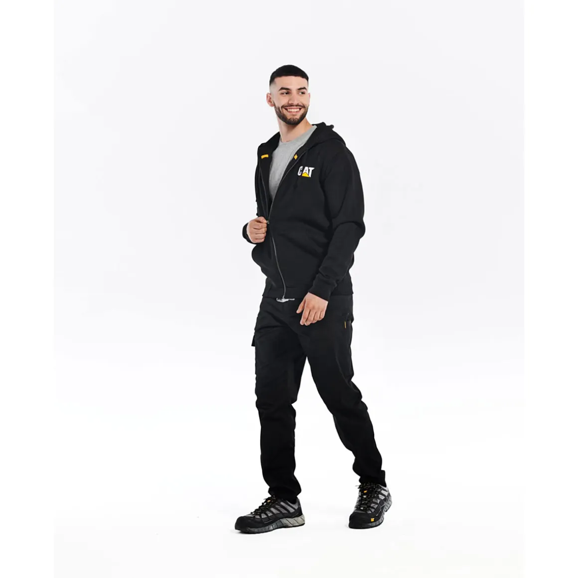 CAT Zip Hoodie Banner Gr. XL schwarz