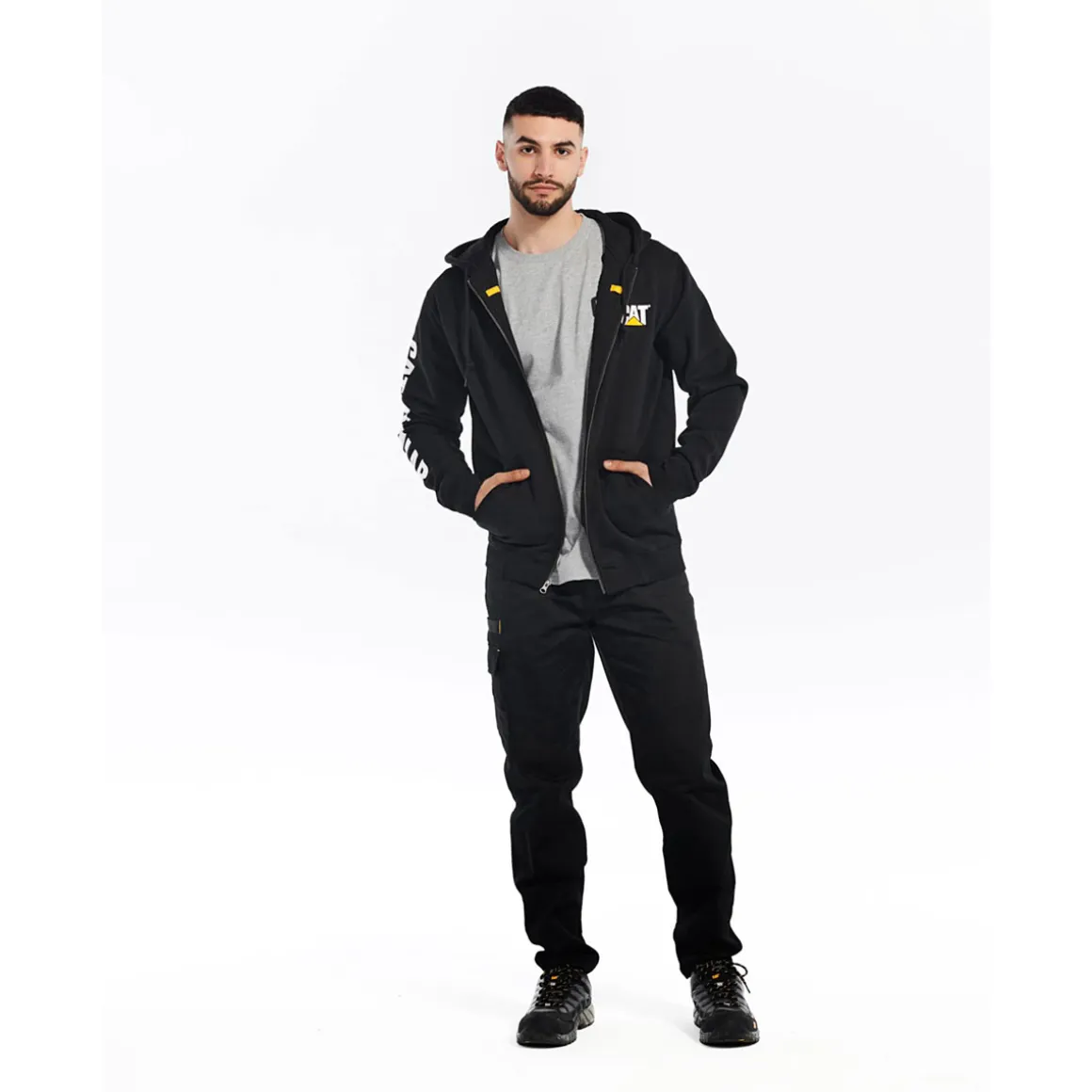 CAT Zip Hoodie Banner schwarz Gr. L