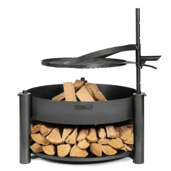 CookKing Feuerschale Montana X inkl. Holzlager & Zubehör 88x110cm Schwarz