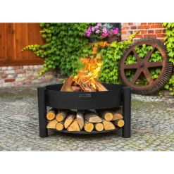 CookKing Feuerschale Montana 60 inkl. Holzlager 68x45cm Schwarz