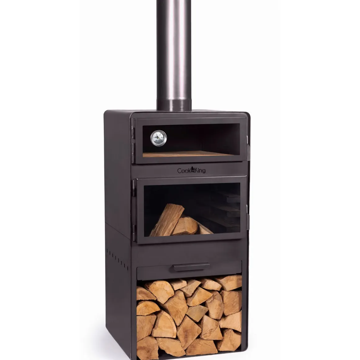 CookKing Terrassenofen Vento Plus inkl. Pizzaofen 50x50x150cm Schwarz