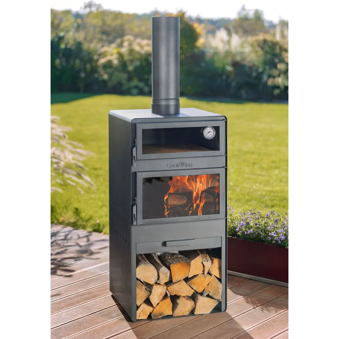 CookKing Terrassenofen Vento Plus inkl. Pizzaofen 50x50x150cm Schwarz