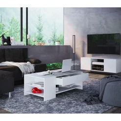 Couchtisch Tindus weiß/Buche