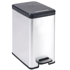 Curver Mülleimer DECO Bin SLIM 25L mit Pedal schwarz silber metallic