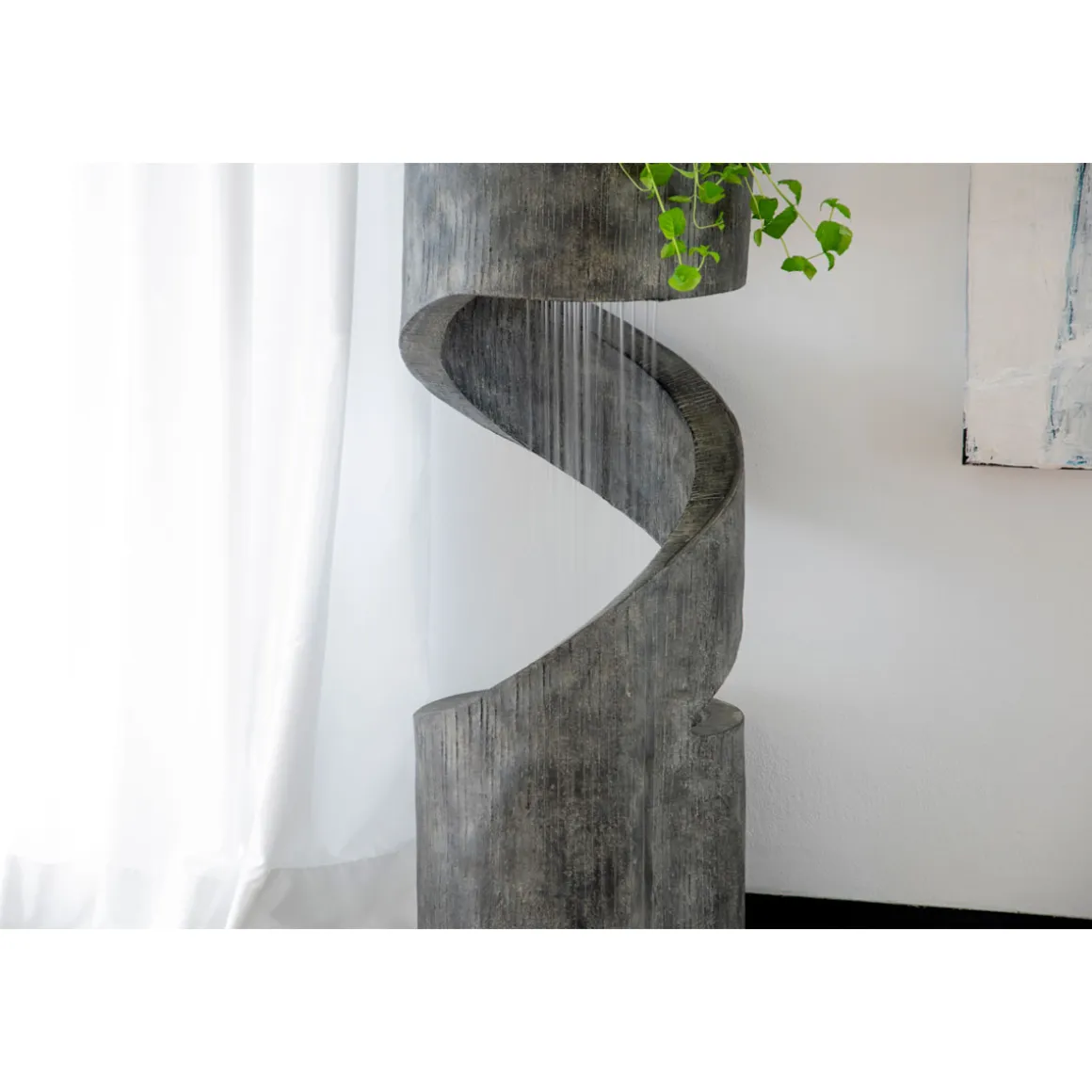 dobar Design-Gartenbrunnen mit LEDs Durchmesser 31,5 x 79,5 cm grau