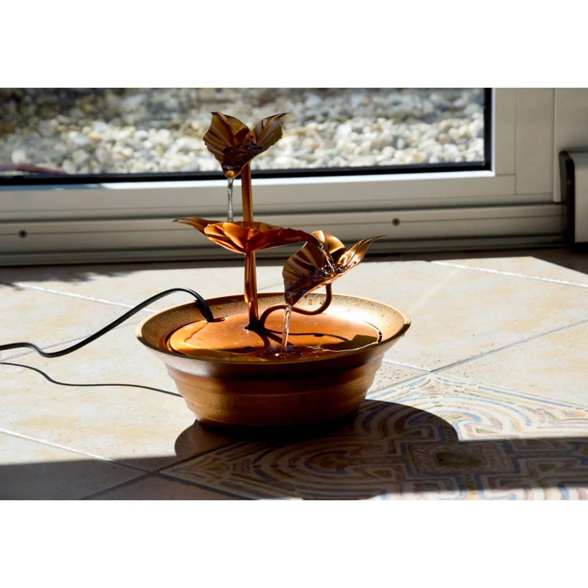 dobar Design-Zimmerbrunnen 22,5 x 23,5 x22,5 cm braun