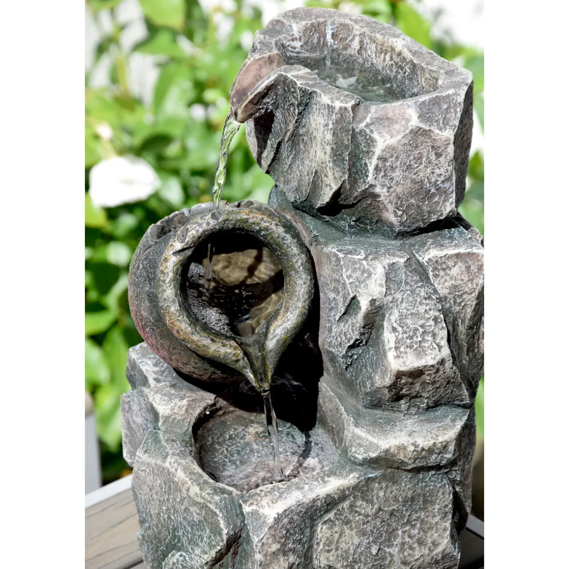 dobar Design-Zimmerbrunnen 16,2 x 27 x 17,2 cm grau
