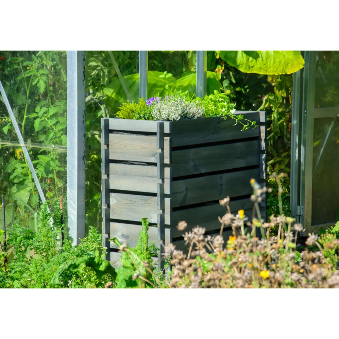 dobar Hochbeet mit Stecksystem 79 x 79 x 37 cm grau