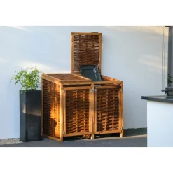 dobar Holz-Mülltonnenbox 125 x 80 x 115 cm braun