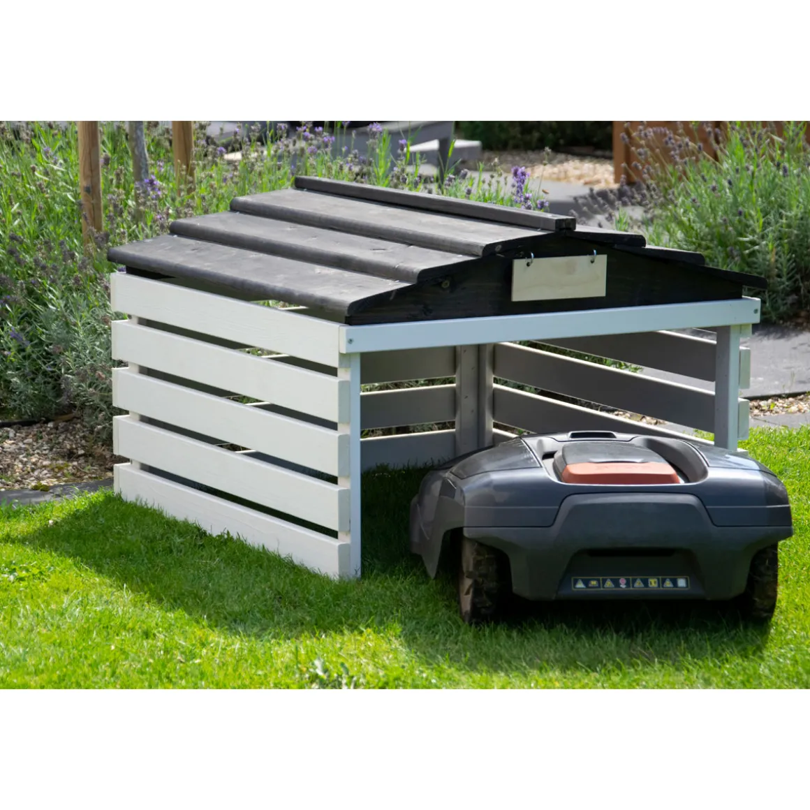 dobar Mährobotergarage 78,5 x 74 x 52,5 cm weiß-schwarz