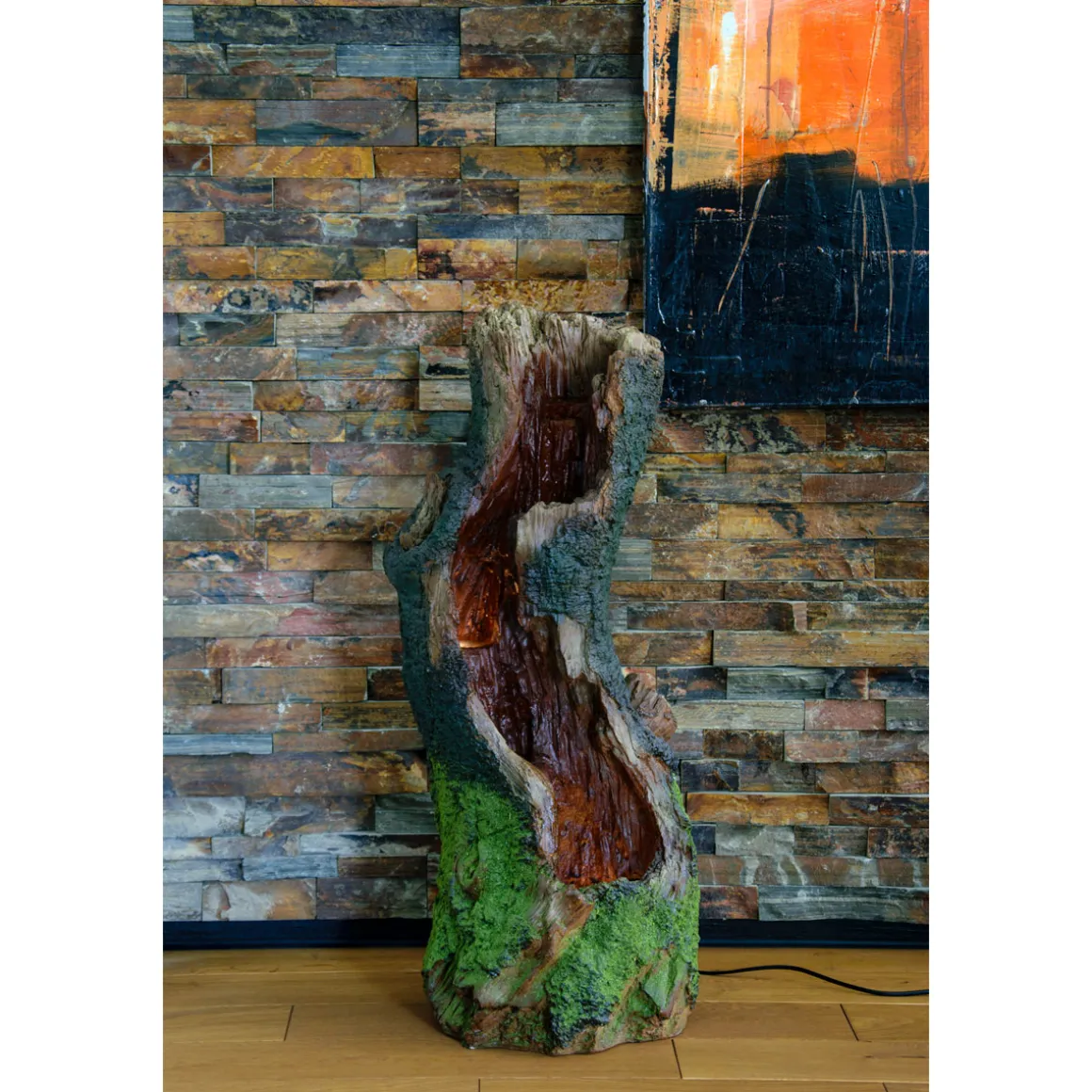 dobar XL Design-Gartenbrunnen 28 x 78 x 33 cm braun/grün