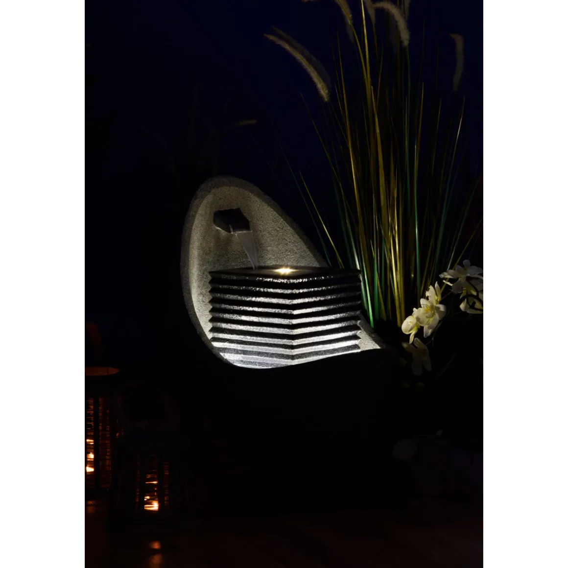 dobar XL Design-Gartenbrunnen 46,5 x 63,5 x 46,5 cm grau