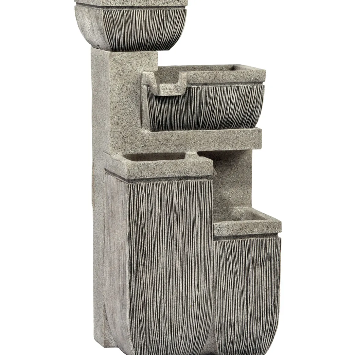 dobar XL Design-Gartenbrunnen mit LEDs 32,3 x 80,3 x 38,7 cm grau