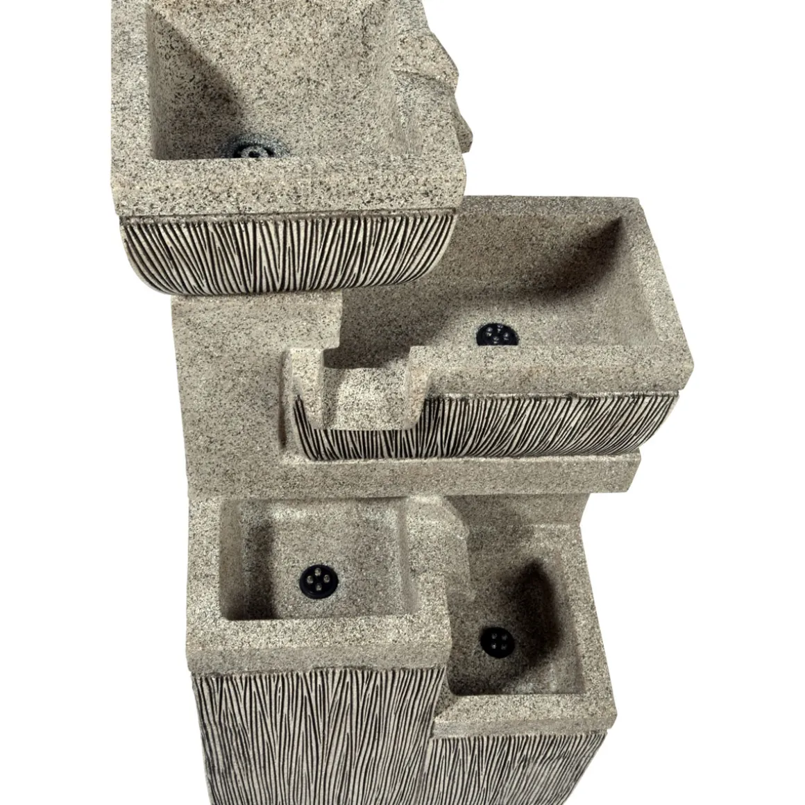 dobar XL Design-Gartenbrunnen mit LEDs 32,3 x 80,3 x 38,7 cm grau