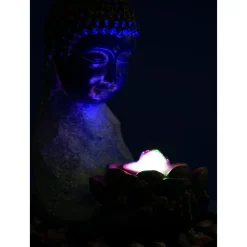 dobar Zimmerbrunnen mit Buddha 20,5 x 27 x 16,5 cm grau-schwarz