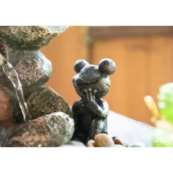 dobar Zimmerbrunnen mit Frosch 20 x 21,5 x 20 cm grau-schwarz