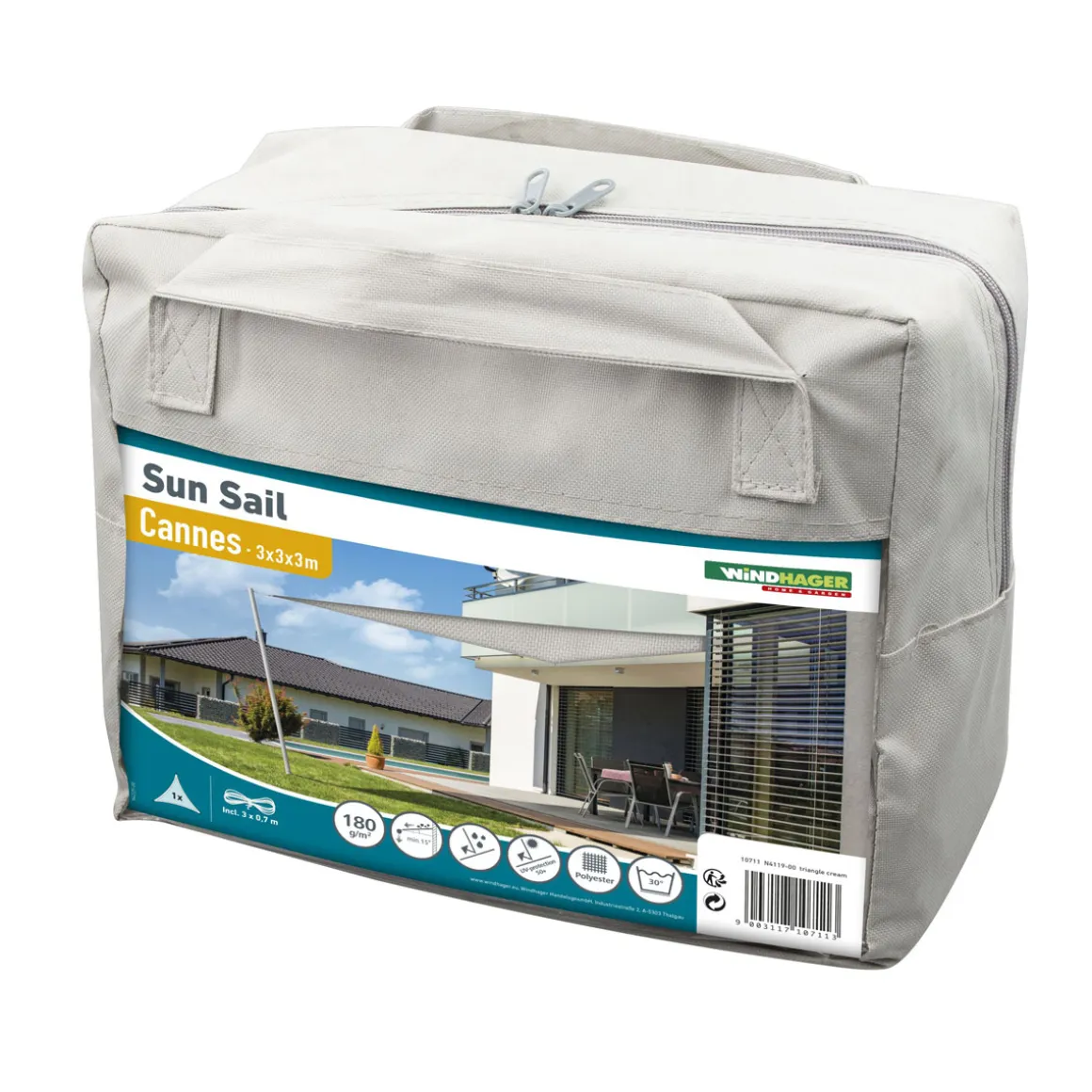Dreieck-Segel Cannes 3 x 3 x 3 m grey