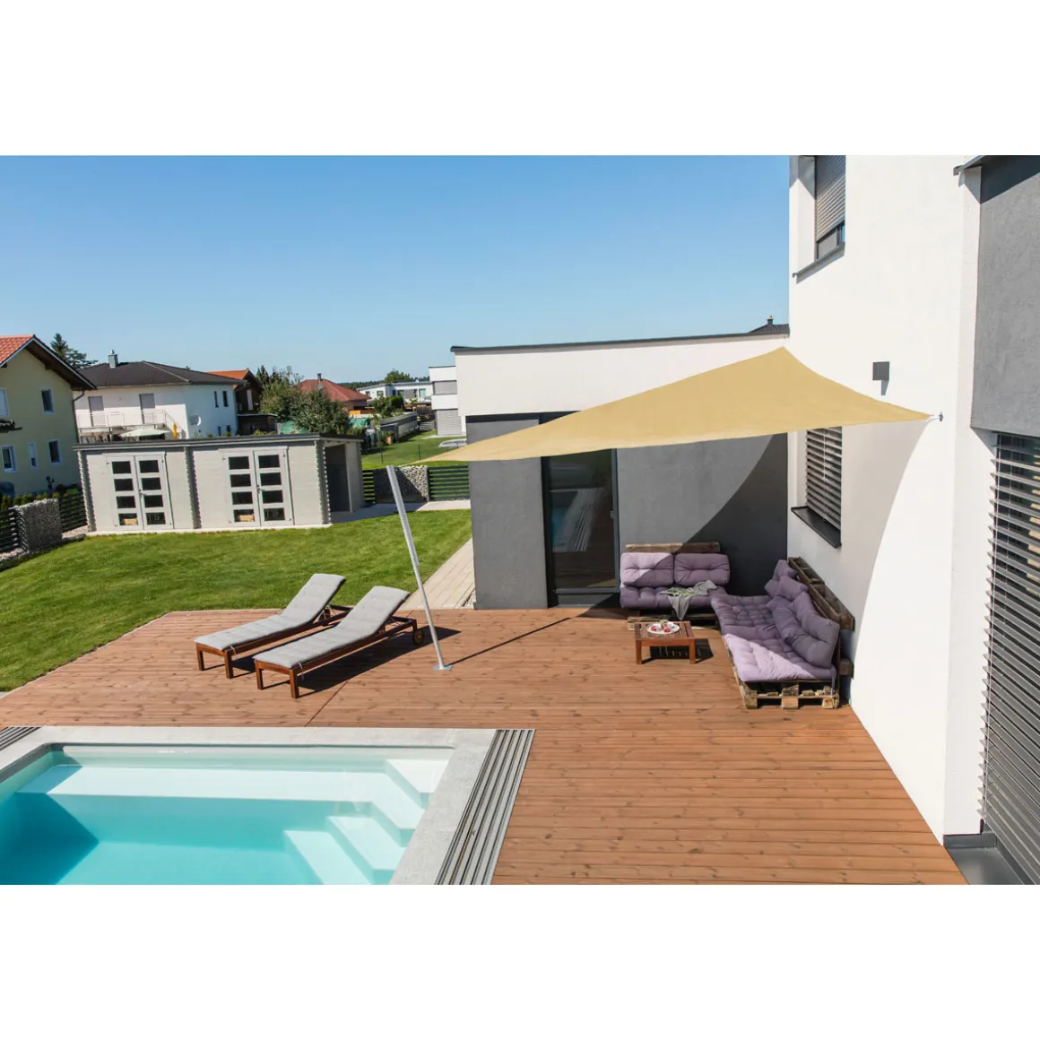 Dreieck-Segel Capri 5 x 5 x 5 m champagner