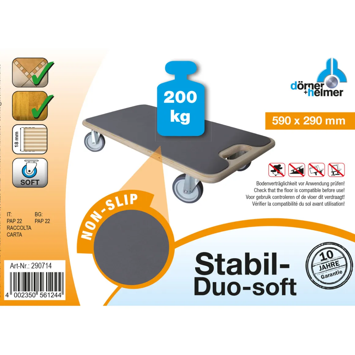 Dörner + Helmer Transportroller Stabil Duo-Soft 590x290