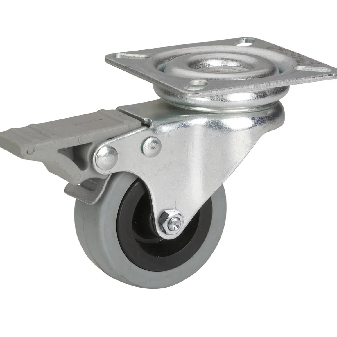 Dörner + Helmer Apparate-Lenkrolle mit Gummireifen und Feststeller 50 x 20 mmverzinkt