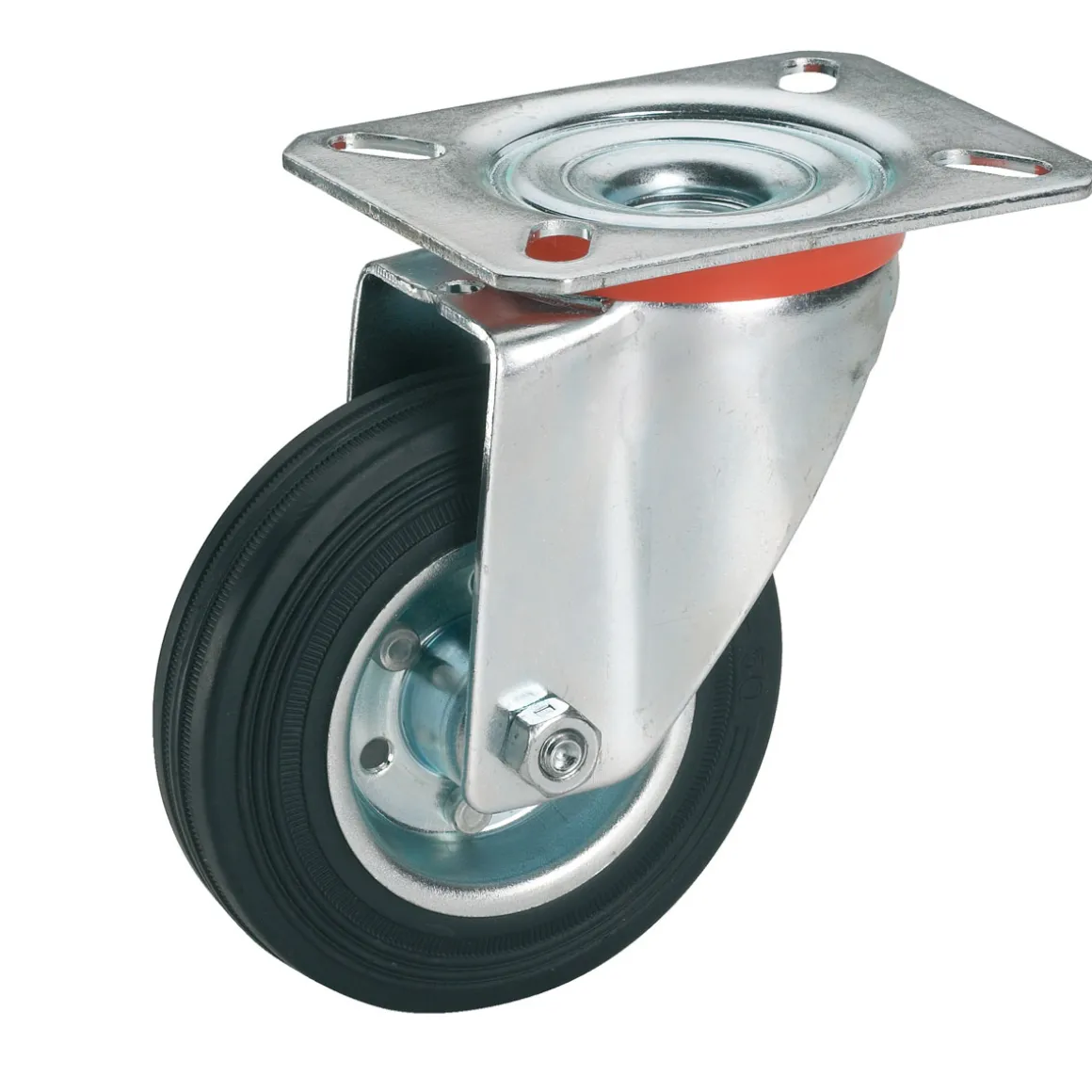 Dörner + Helmer Transportgeräte-Lenkrolle mit Vollgummireifen und Stahlfelge 125 x 37 mm