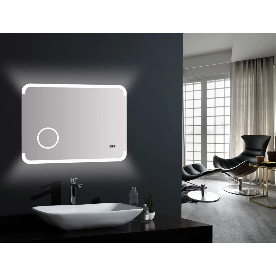 DSK Design LED Lichtspiegel Silver Grace 80 x 60 cm