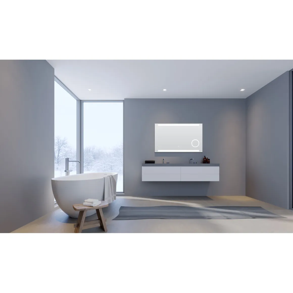 DSK Design LED Lichtspiegel Silver Rey 100 x 60 cm