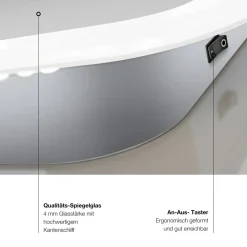 DSK Design LED Lichtspiegel Silver Luna 180 x 70 cm