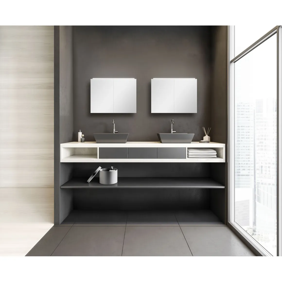 DSK Design LED Spiegelschrank Aluminio Vegas 70 x 50 cm