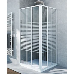 Eckdusche Java 79-90 x 185 x 79-90 cm mit Streifendekor
