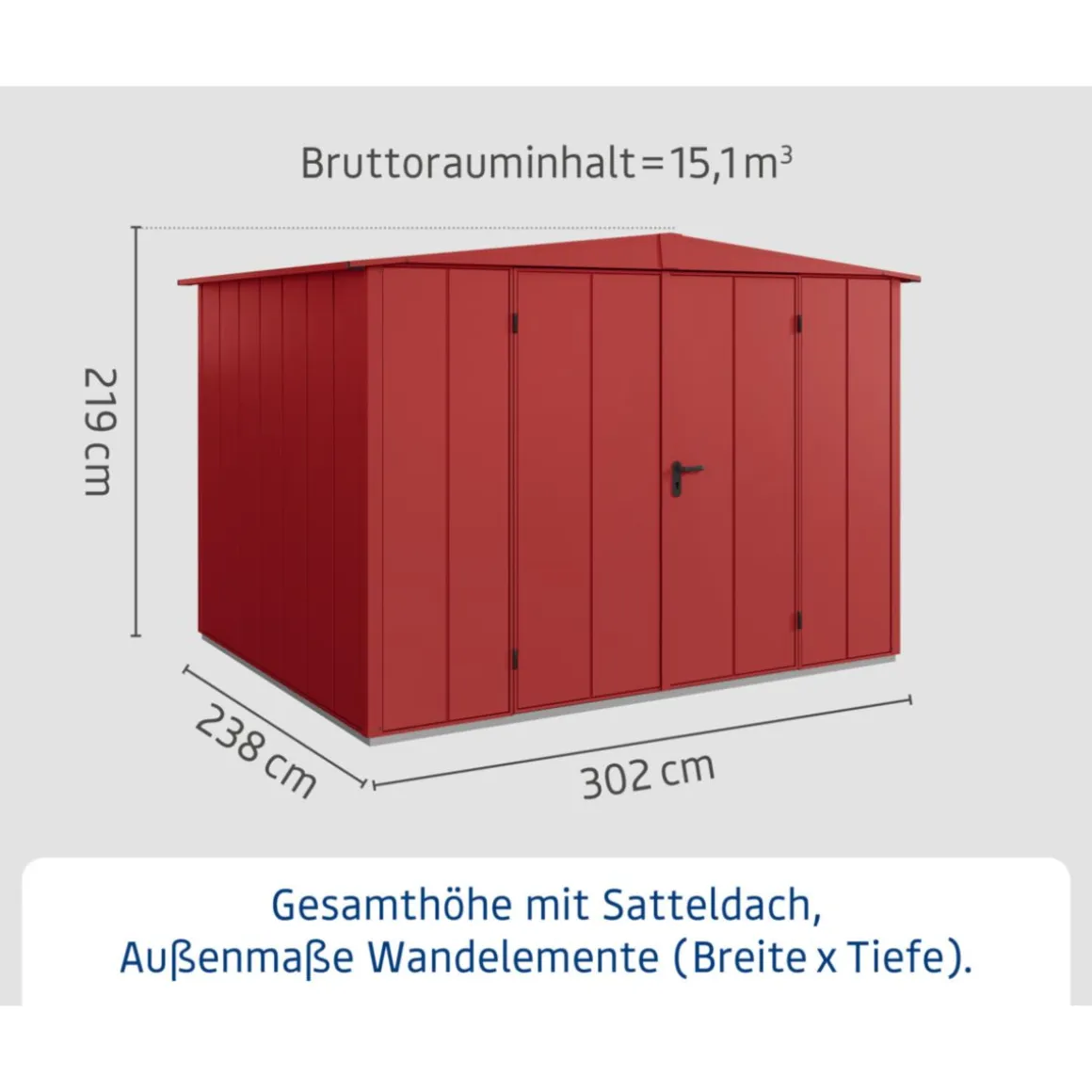 EcoStar Gerätehaus Elegant-STyp 3RAL3004 2 flg