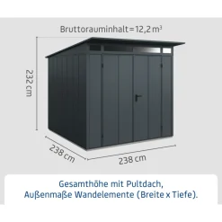 EcoStar Gerätehaus Elegant-PTyp 2RAL7016 2 flg