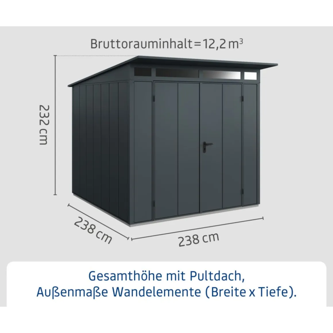 EcoStar Gerätehaus Elegant-PTyp 2RAL7016 2 flg