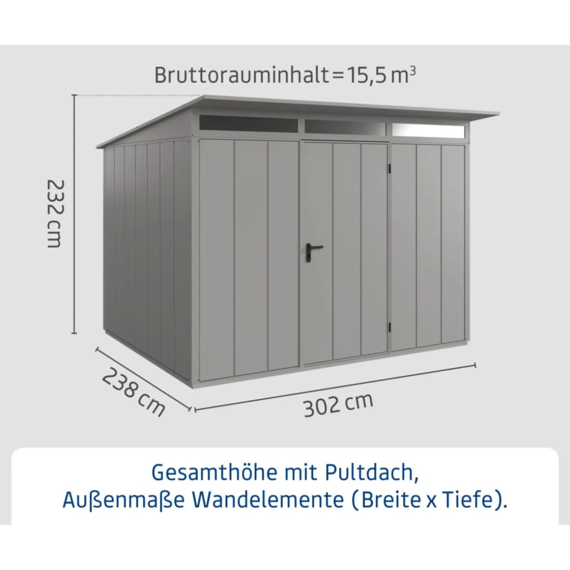 EcoStar Gerätehaus Elegant-PTyp 3RAL9007 1 flg
