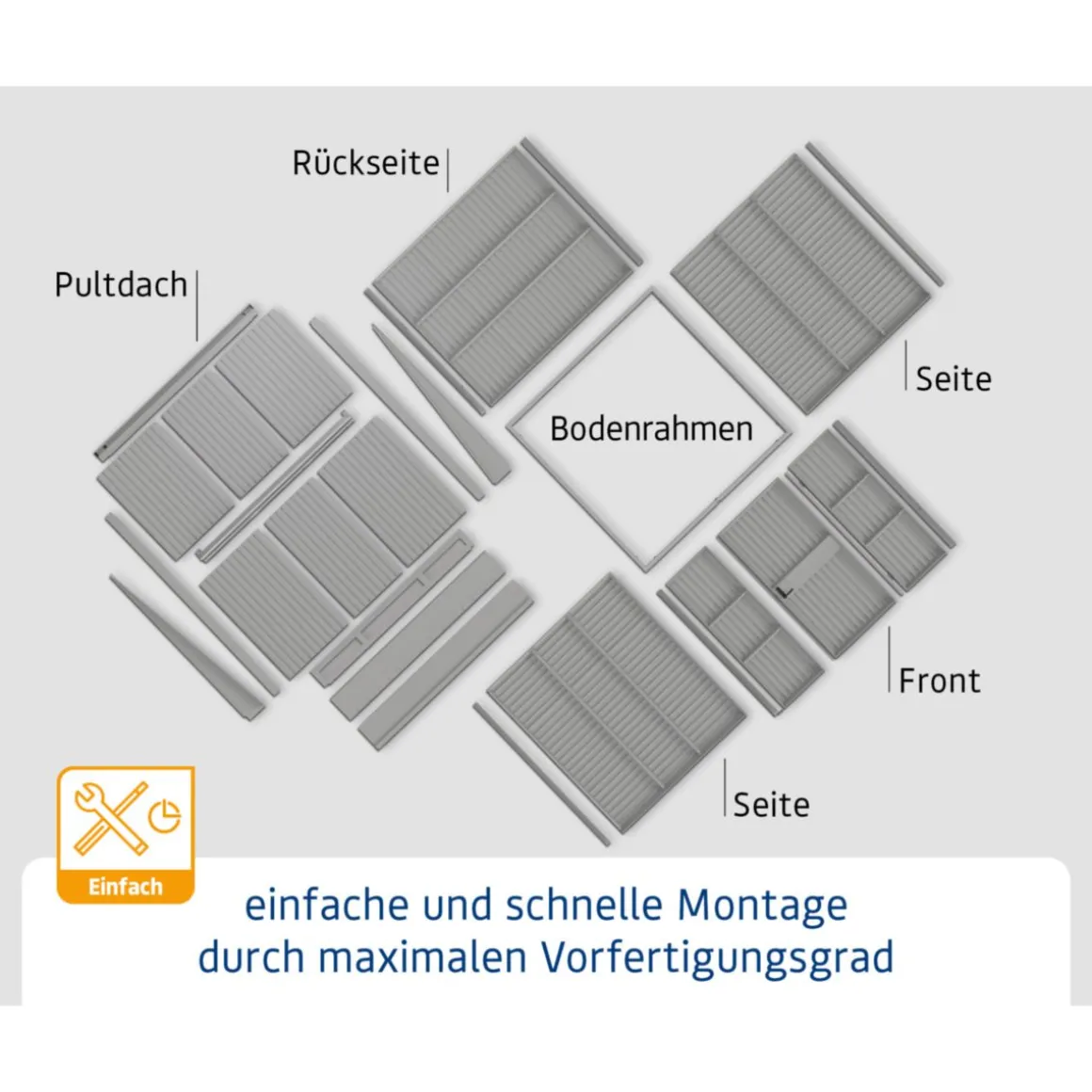 EcoStar Gerätehaus Elegant-PTyp 3RAL7016 1 flg