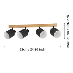 Eglo LED Deckenspot Batallas 4-flammig schwarz