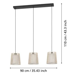 Eglo LED Pendelleuchte Fattoria 3-flammig schwarz/braun/weiß