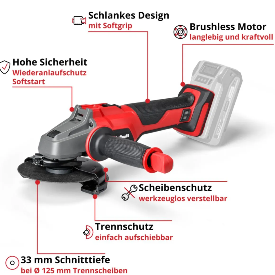 Einhell Akku-Winkelschleifer AXXIO 18/115 Q