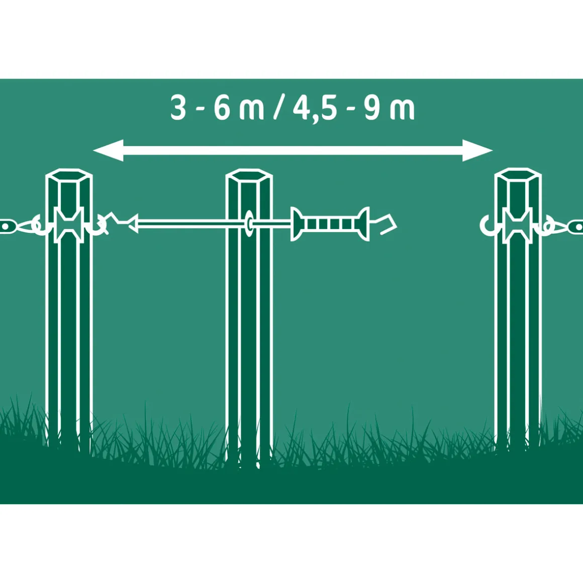 Elektrozauntür E-line schwarz 4,5-9 m Dehnbarkeit