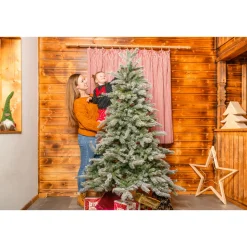 Evergreen Künstlicher Weihnachtsbaum Frost Fichte 116x180cm Grün Weiß