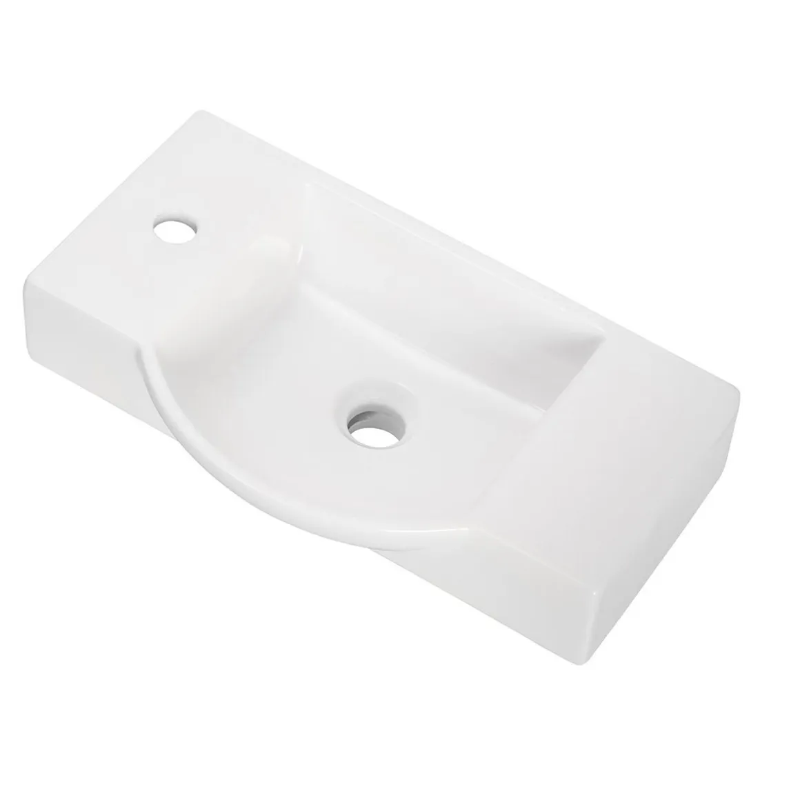Fackelmann Gäste-WC Keramikbecken SBC 545 x 145 x 317 mm Weiß Hahnloch links
