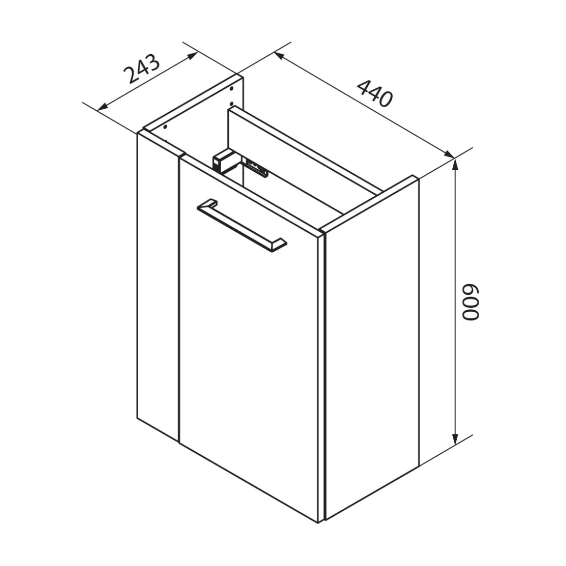 Fackelmann Gäste-WC Waschtischunterschrank rechts SBC 440 x 600 x 243 mm AstEiche